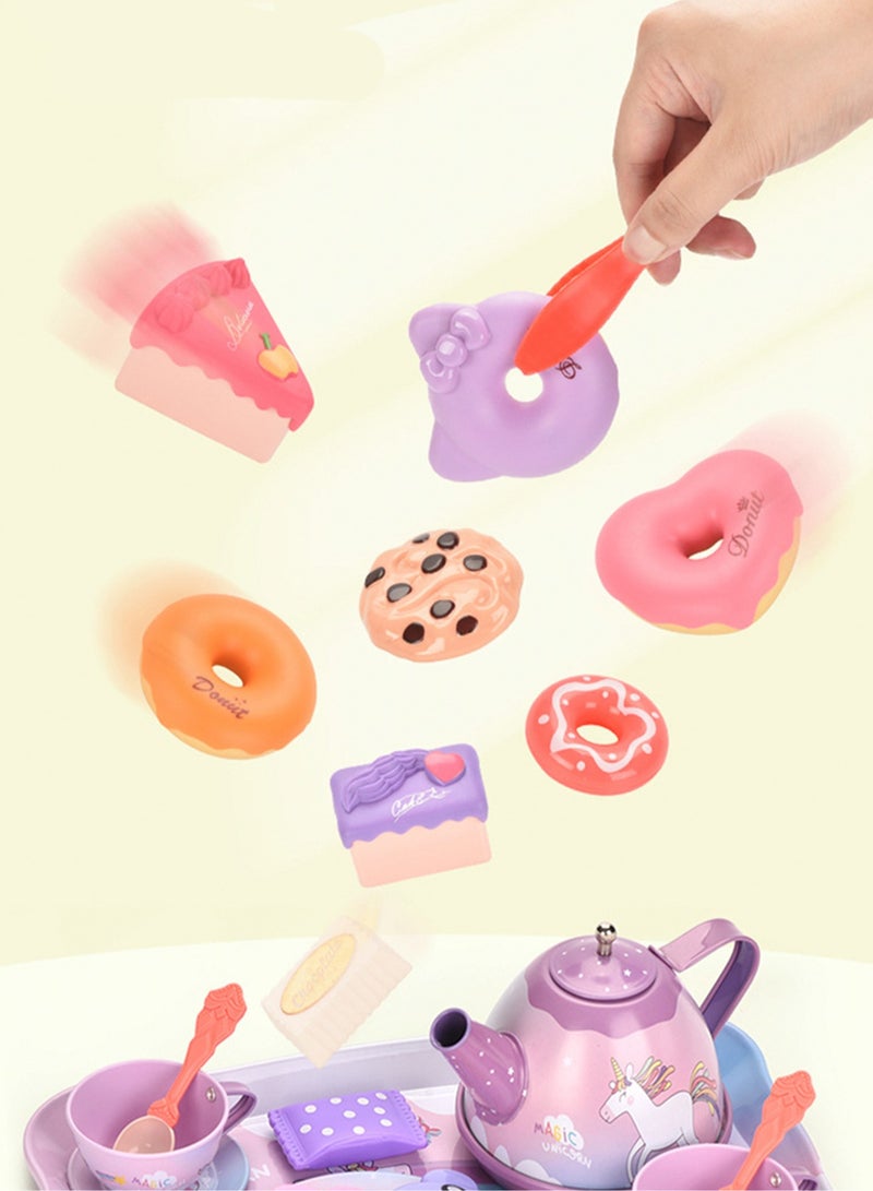 Cute Simulation Afternoon Tea Set Toys Girls Play House Afternoon Tea Set Dessert Cake Coffee Break Portable Gift Box Set Purple Bunny Afternoon Tea, Portable Gift Box (44pcs) - Image 4